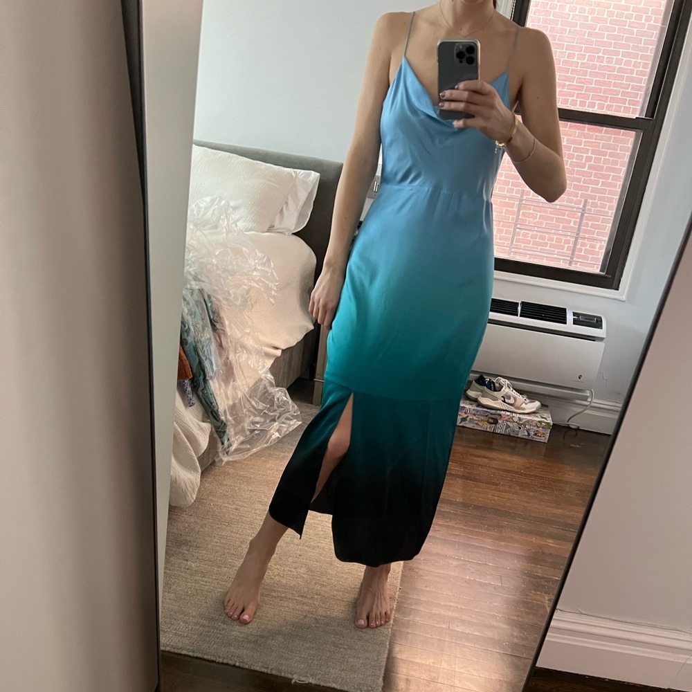 NWT Intermix Paris Silk Cowl-Neck Midi Dress